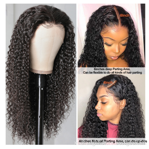 100% Raw Virgin Indian Human Hair Wig Kinky Curly HD Full Lace Frontal Wig Pre Plucked Lace Front Wig for Black Women